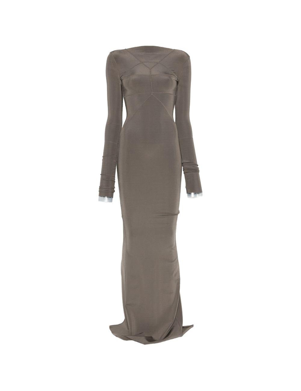 Abito lungo con cuciture in grigio Rick Owens - donna 
