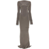 Abito lungo con cuciture in grigio Rick Owens - donna 