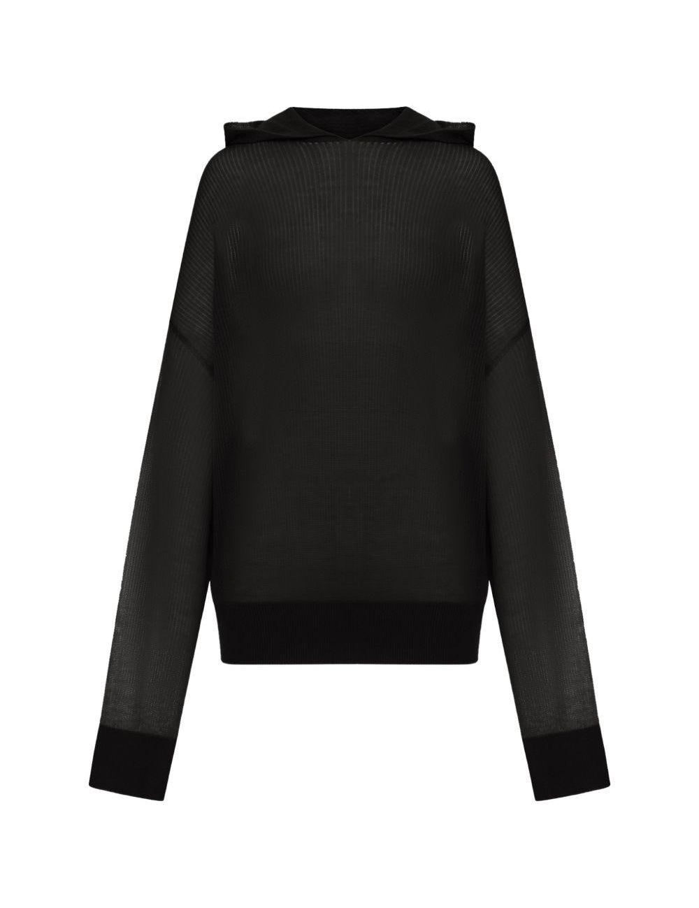 Maglione a maniche lunghe con cappuccio in nero Rick owens - donna 