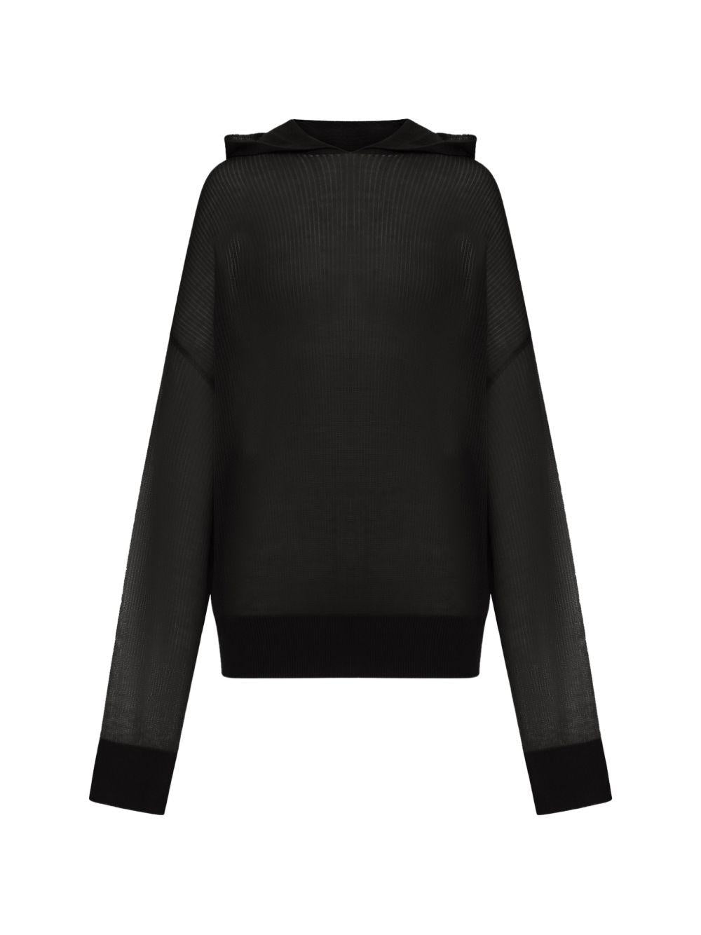 Maglione a maniche lunghe con cappuccio in nero Rick owens - donna 