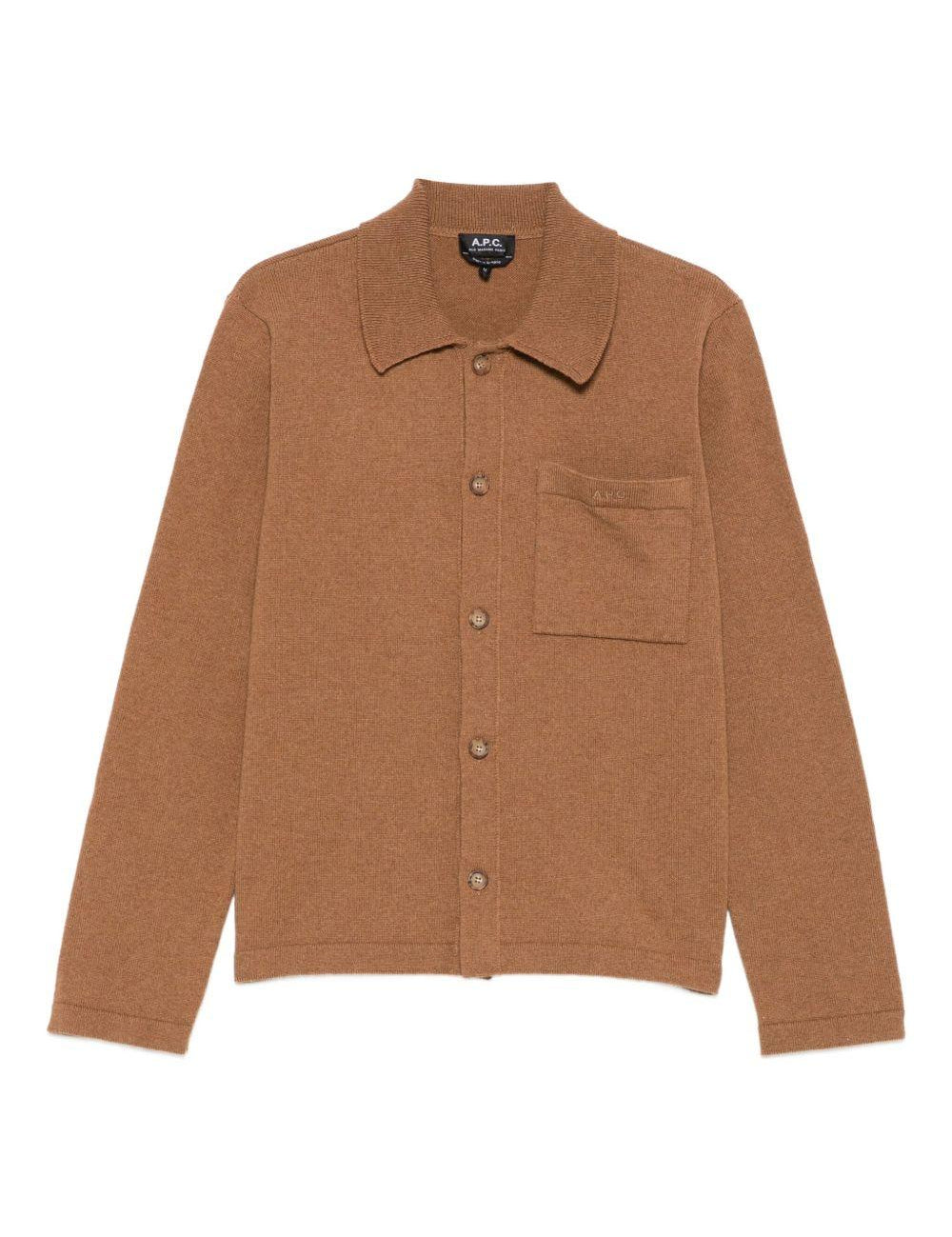 Cardigan con taschino in marrone A.P.C: - uomo 