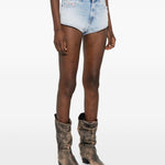 Shorts in denim con cut-out de-lunar in celeste Diesel - donna 