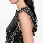 Top a pois con volant in nero Self-portrait - donna 