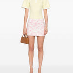 Minigonna con stampa in bianco e rosa Rowen Rose - donna 