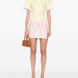 Minigonna con stampa in bianco e rosa Rowen Rose - donna 