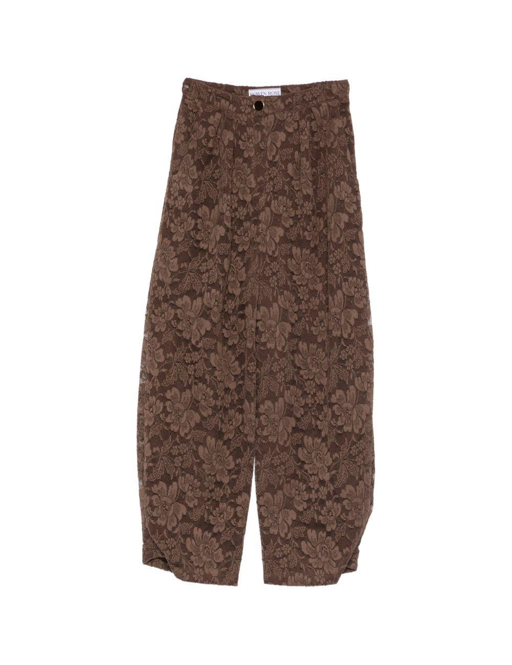 Pantaloni affusolati in pizzo in marrone Rowen rose - donna 