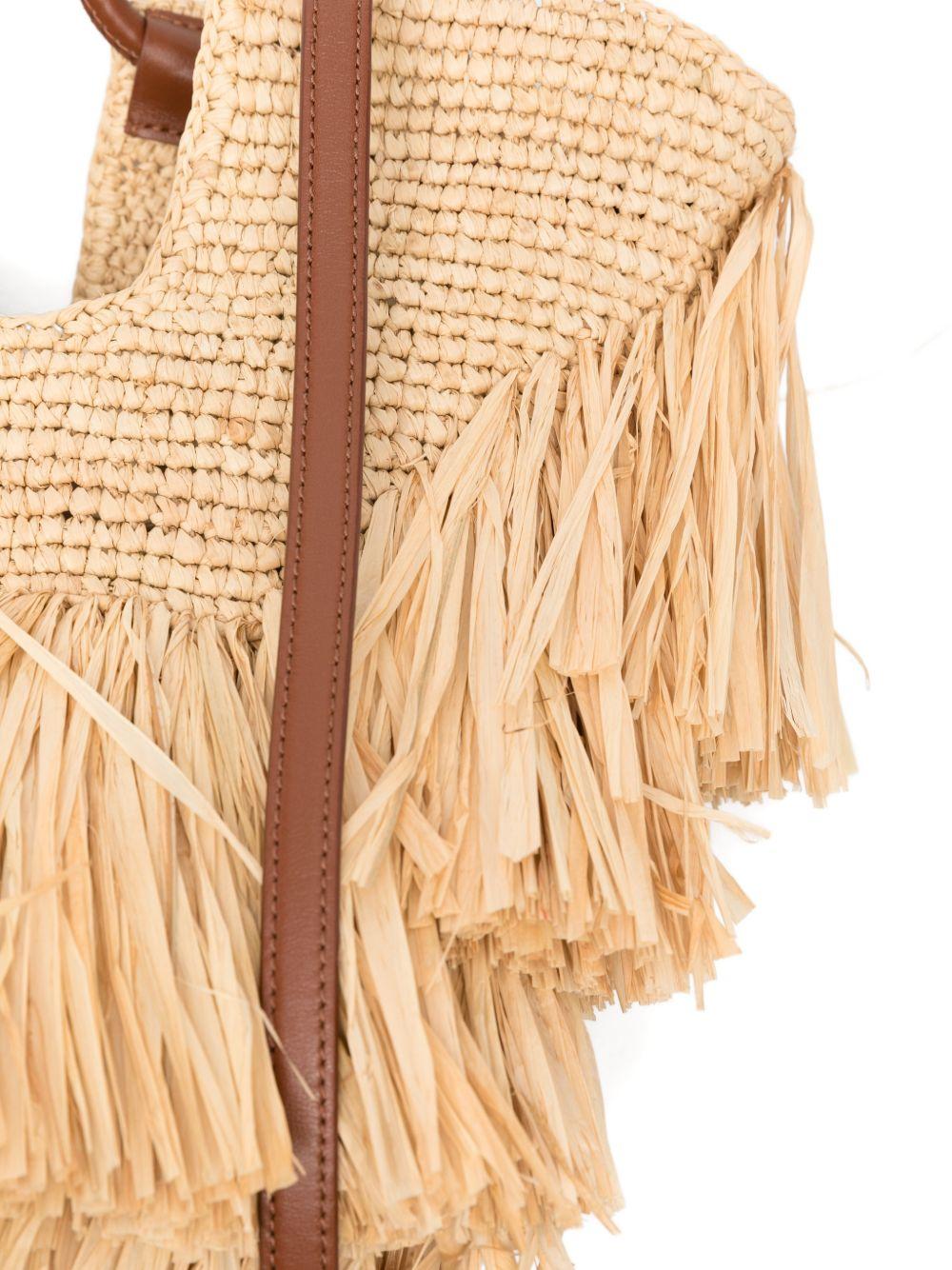 Borsa in raffia Goldentime in beige 
