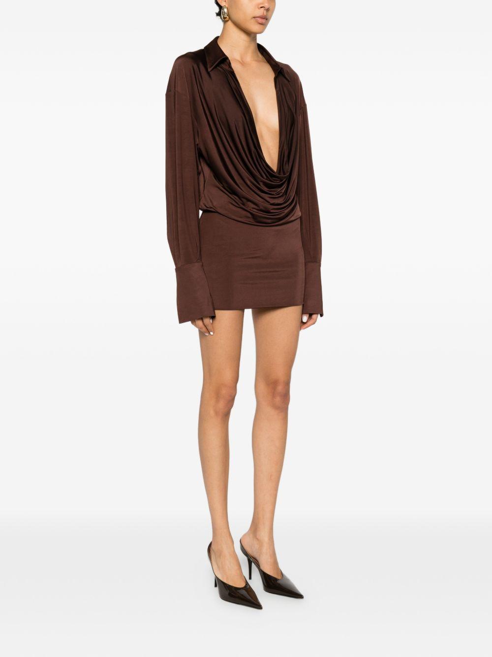 Miniabito drappeggiato a maniche lunghe Lilia in marrone The andamane - donna 