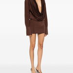 Miniabito drappeggiato a maniche lunghe Lilia in marrone The andamane - donna 