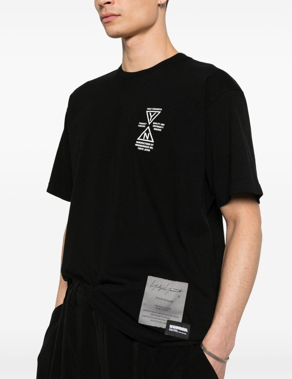 T-shirt a maniche corte in nero Yohji yamamoto - uomo 