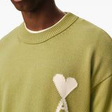 Maglione girocollo in verde Ami paris - uomo 