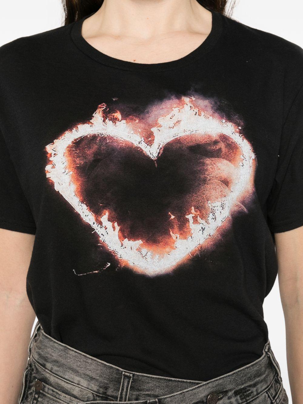 T-shirt Flaming Heart  in nero R13 - donna 