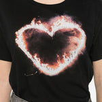 T-shirt Flaming Heart  in nero R13 - donna 