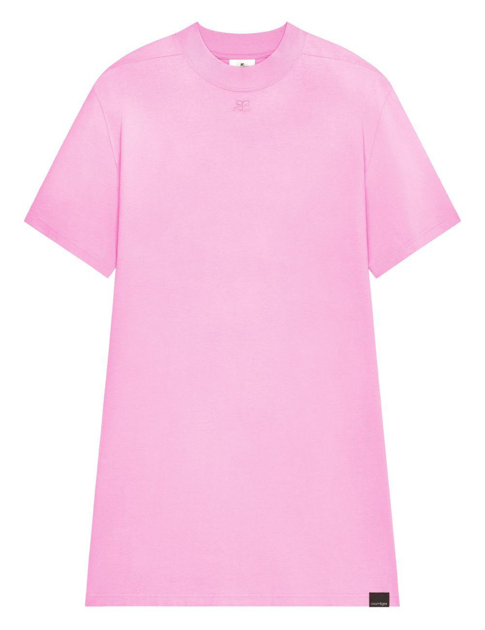 Abito stile T-shirt con logo ricamato in rosa Courrèges - donna 