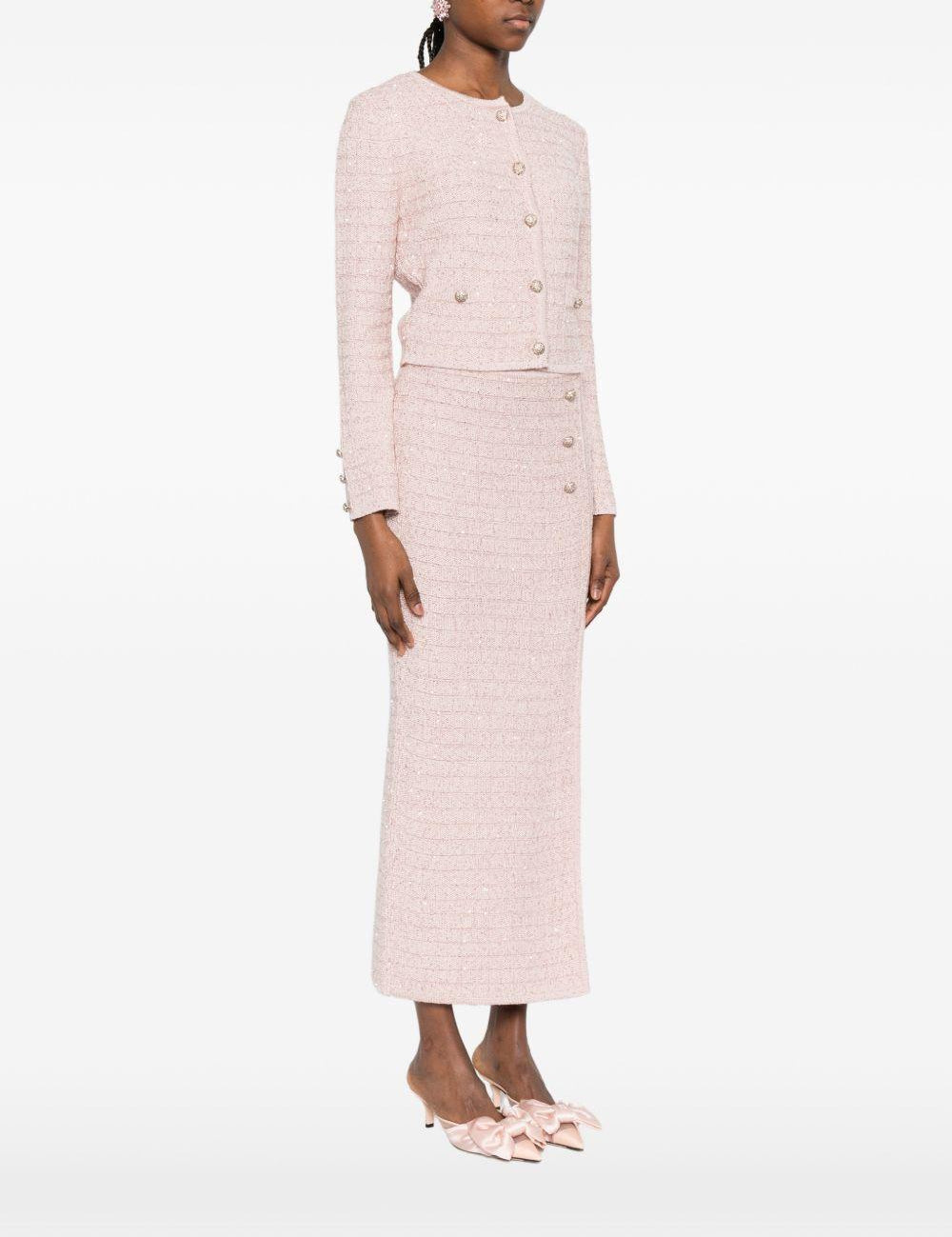 Cardigan in mglia con paillettes in rosa Alessandra rich - donna 