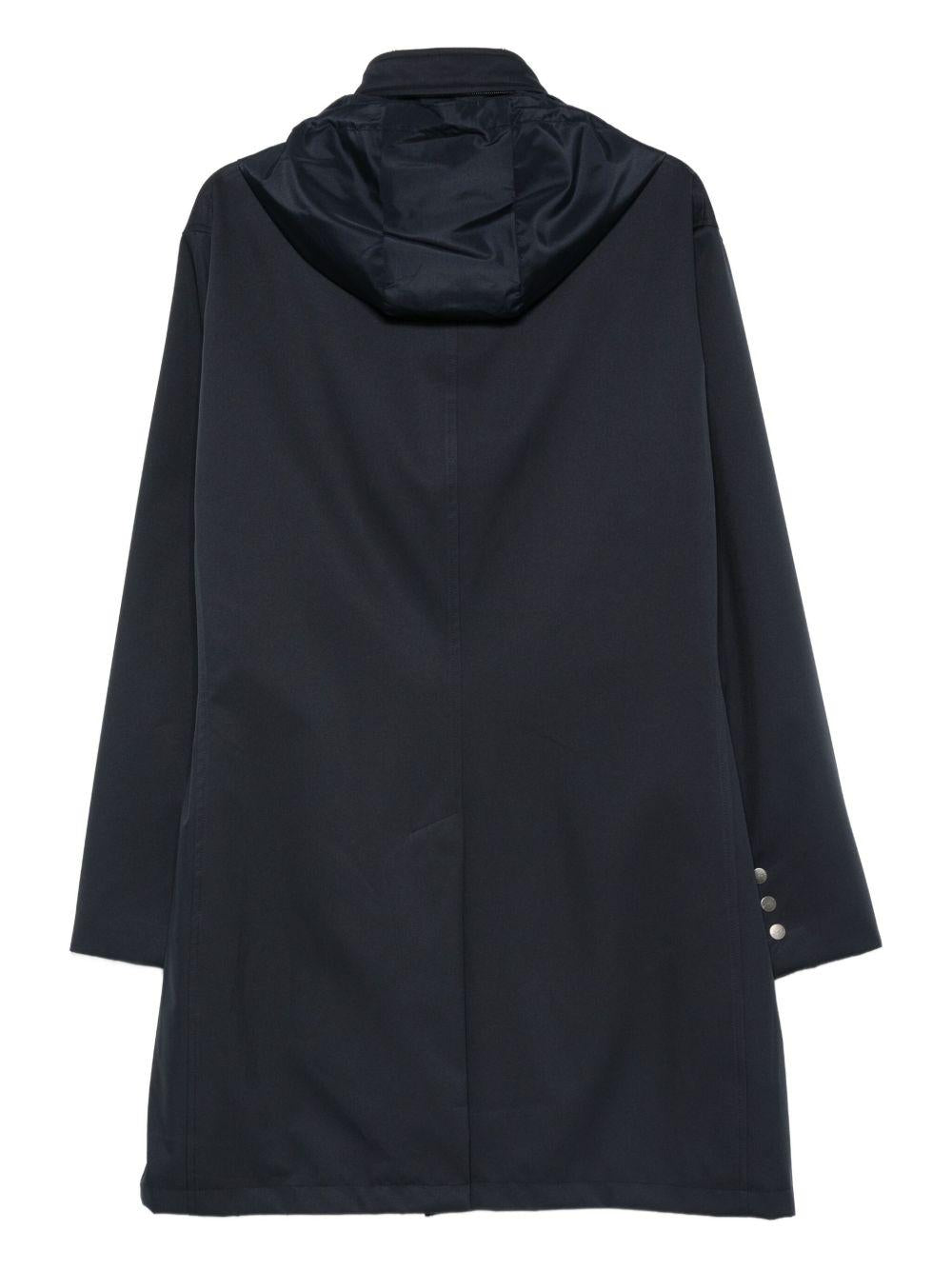 Cappotto con bottoni e cappuccio in blu Kiton - uomo 