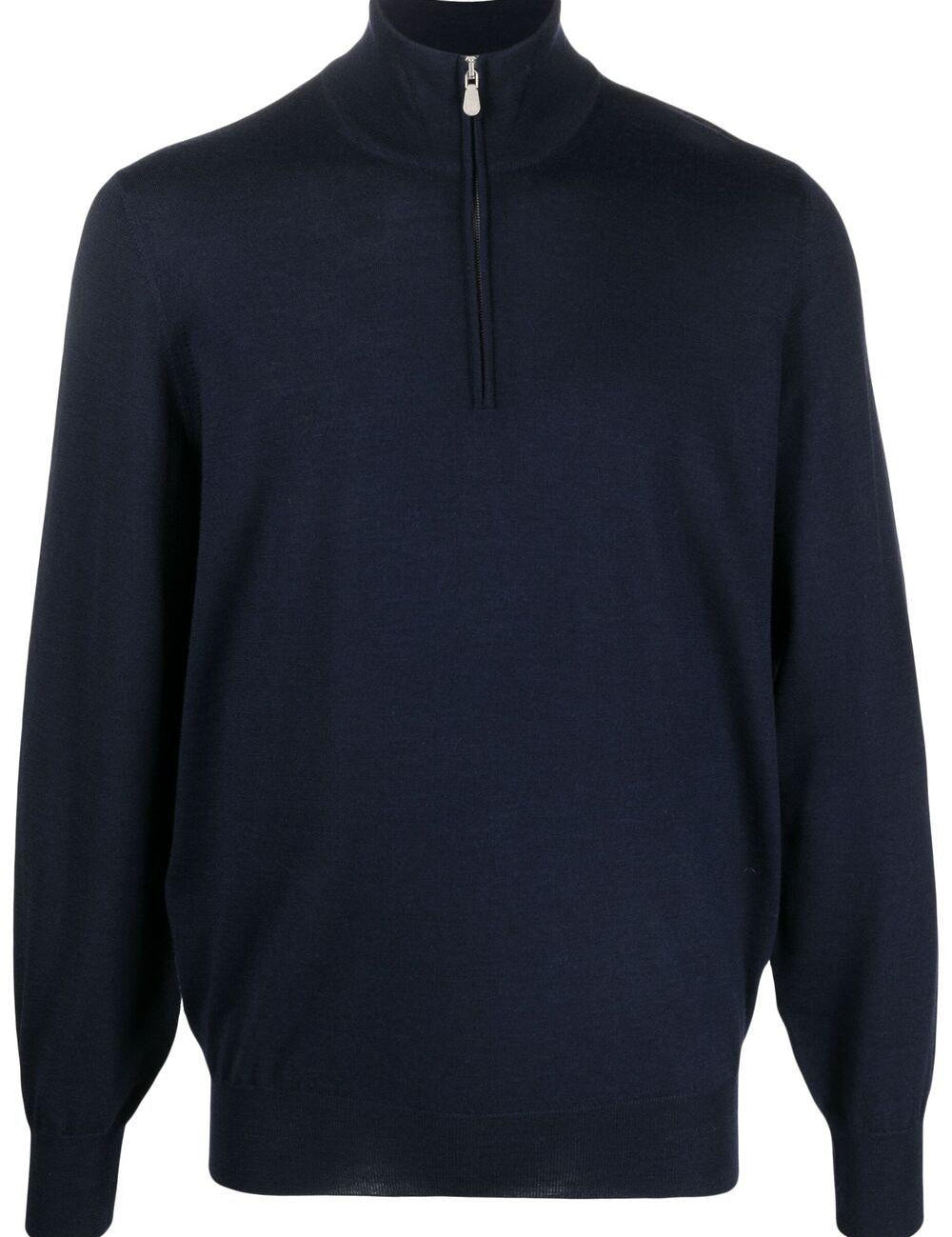 Maglione con mezza zip in blu 