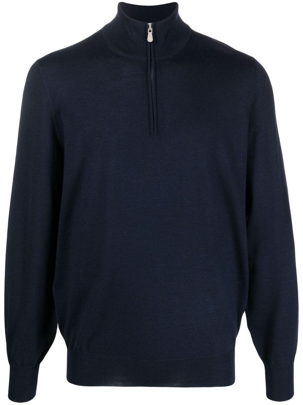 Maglione con mezza zip in blu 