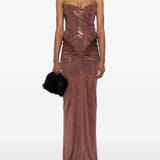 Abito da sera con scollo a cuore in marrone The new arrivals ilkyaz ozel - donna 