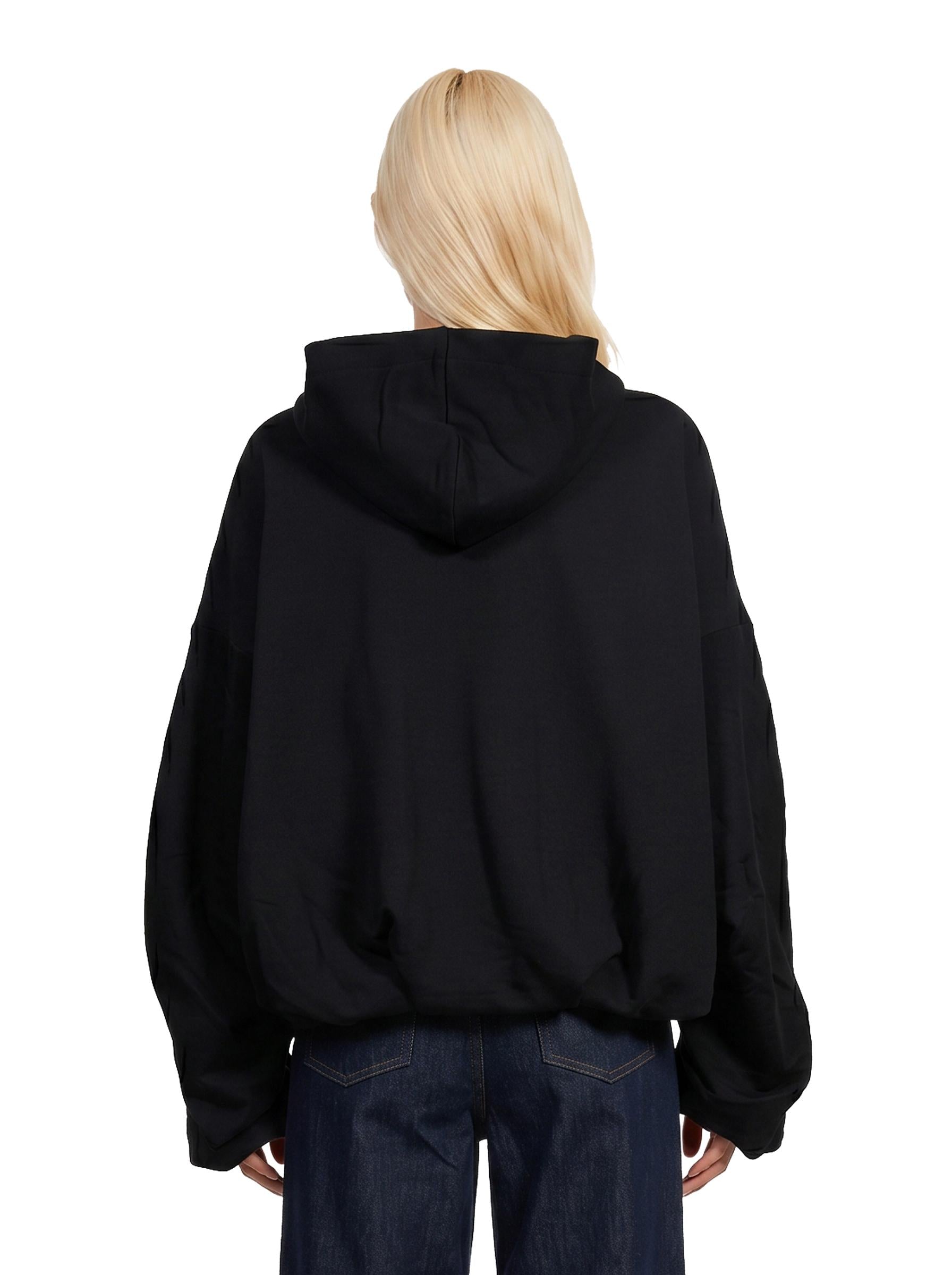 Felpa con cappuccio e zip nera 