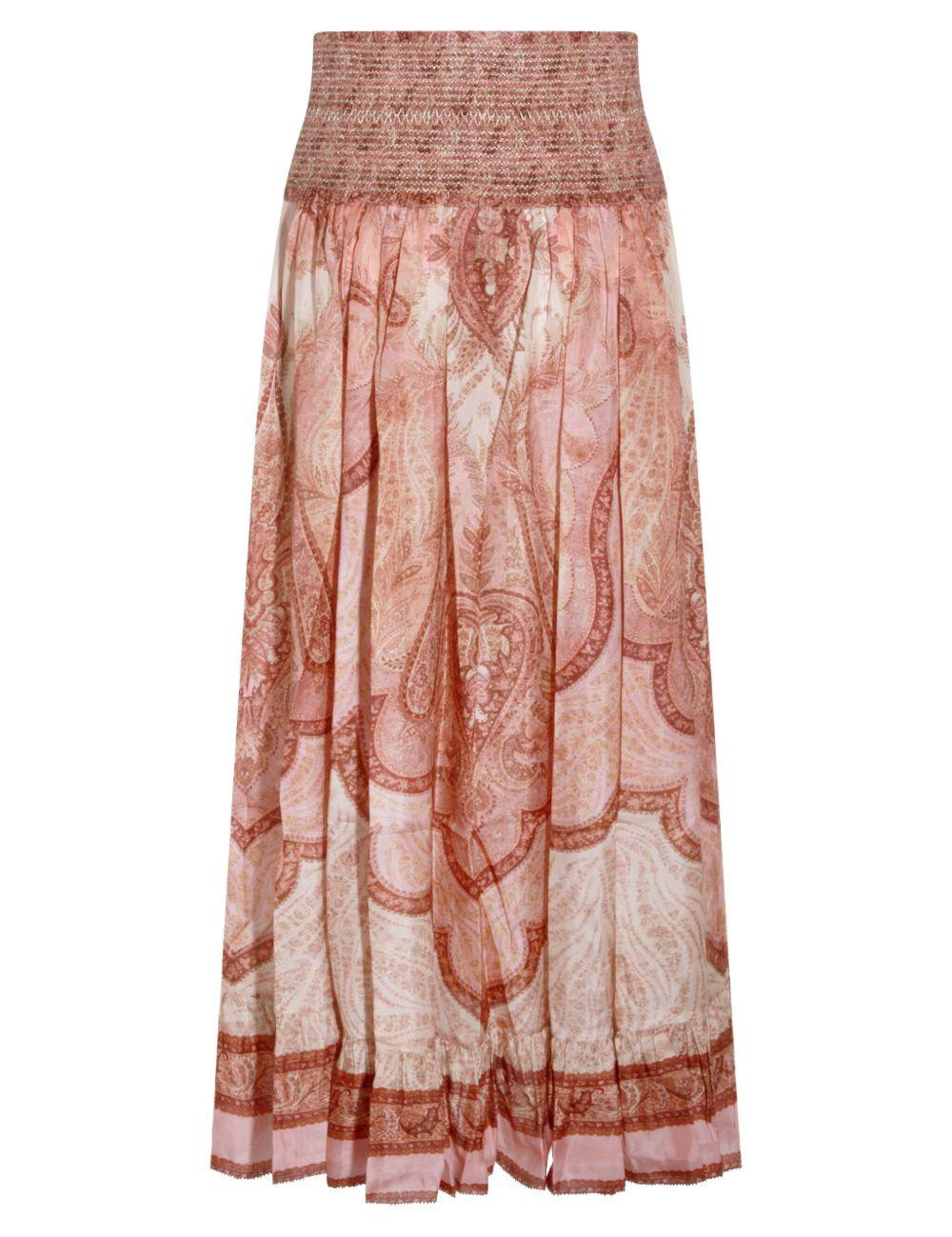 Gonna midi con stampa paisley in rosso Zimmermann - donna 