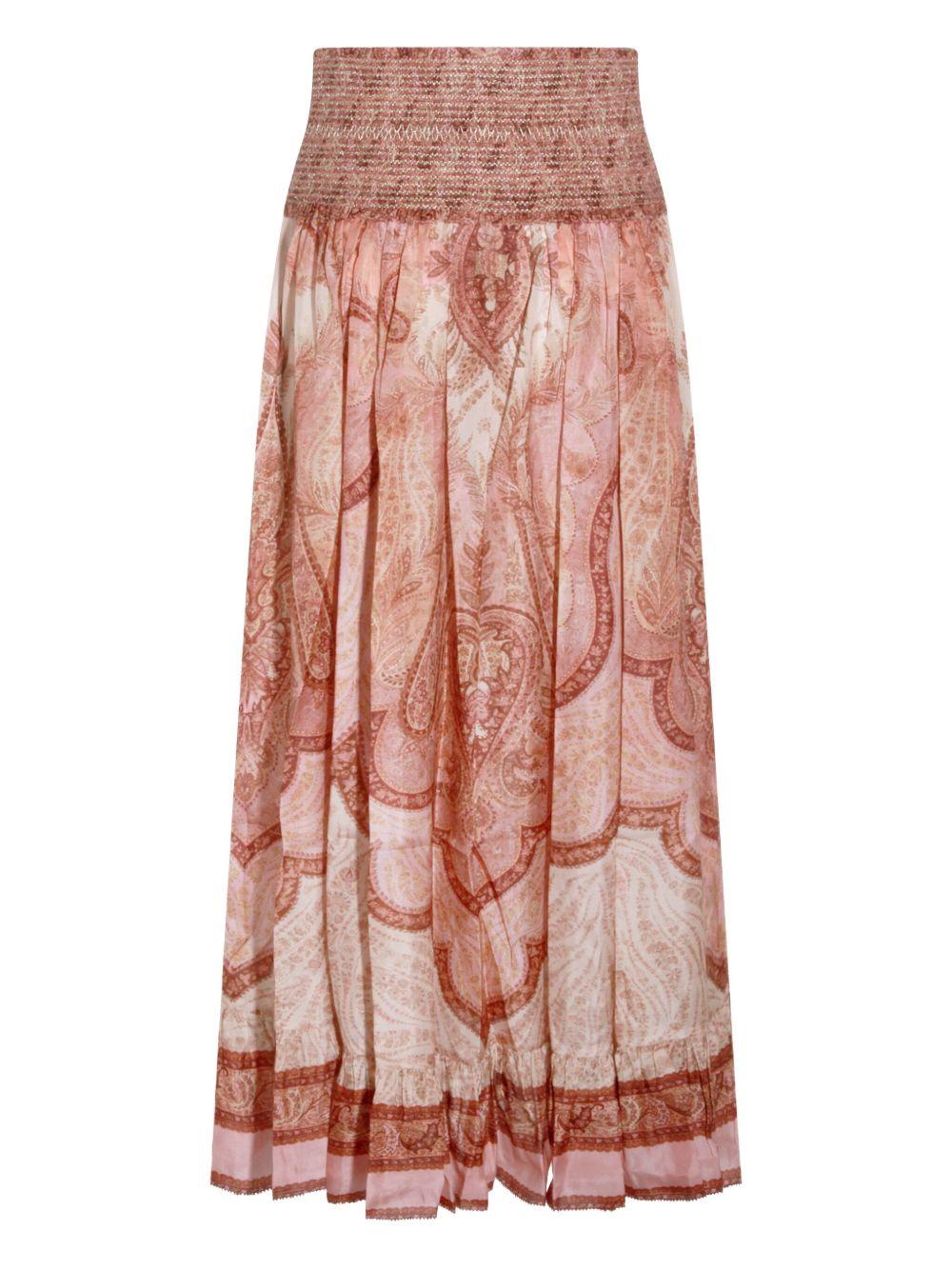 Gonna midi con stampa paisley in rosso Zimmermann - donna 