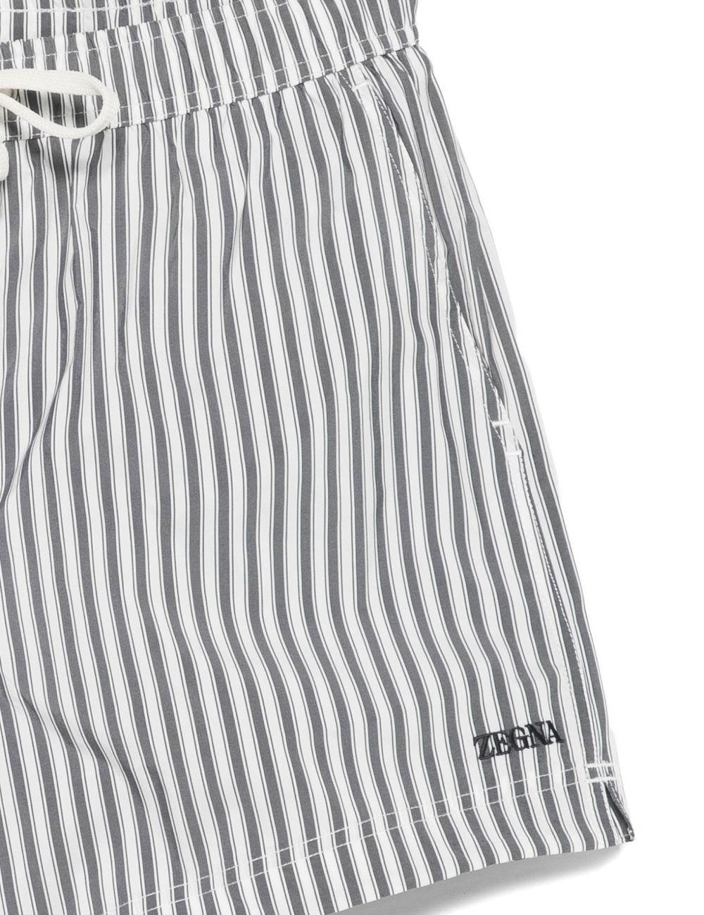 Costume da bagno a righe con coulisse in bianco e grigio  Zegna - uomo 