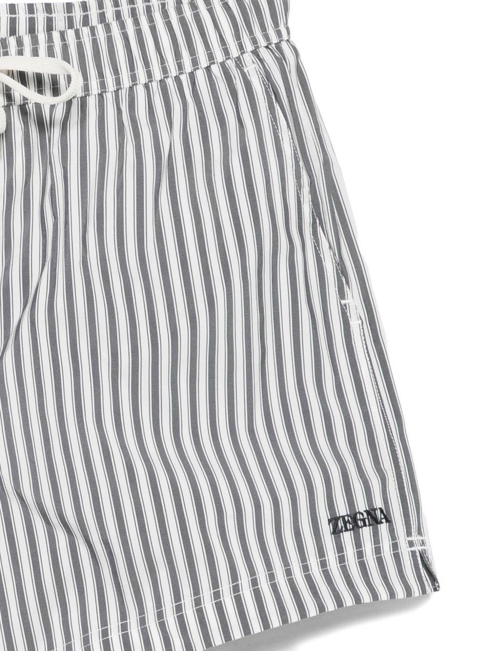 Costume da bagno a righe con coulisse in bianco e grigio  Zegna - uomo 