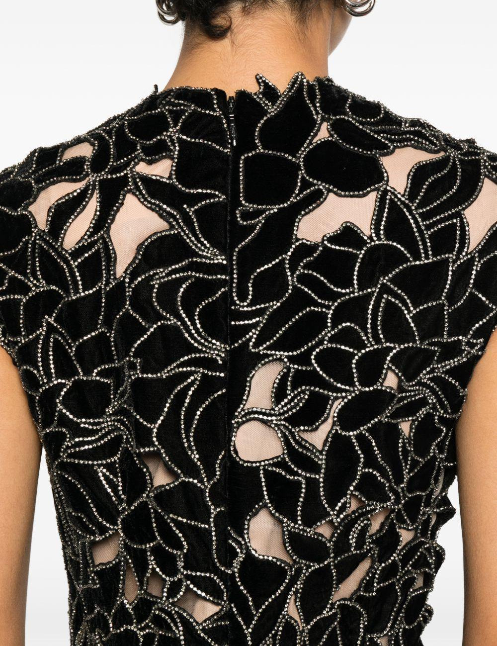 Abito con applicazioni floreali in nero Costarellos - donna 