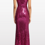 Abito lungo con paillettes black flower in viola Jenny packham - donna 