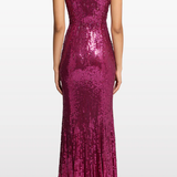 Abito lungo con paillettes black flower in viola Jenny packham - donna 