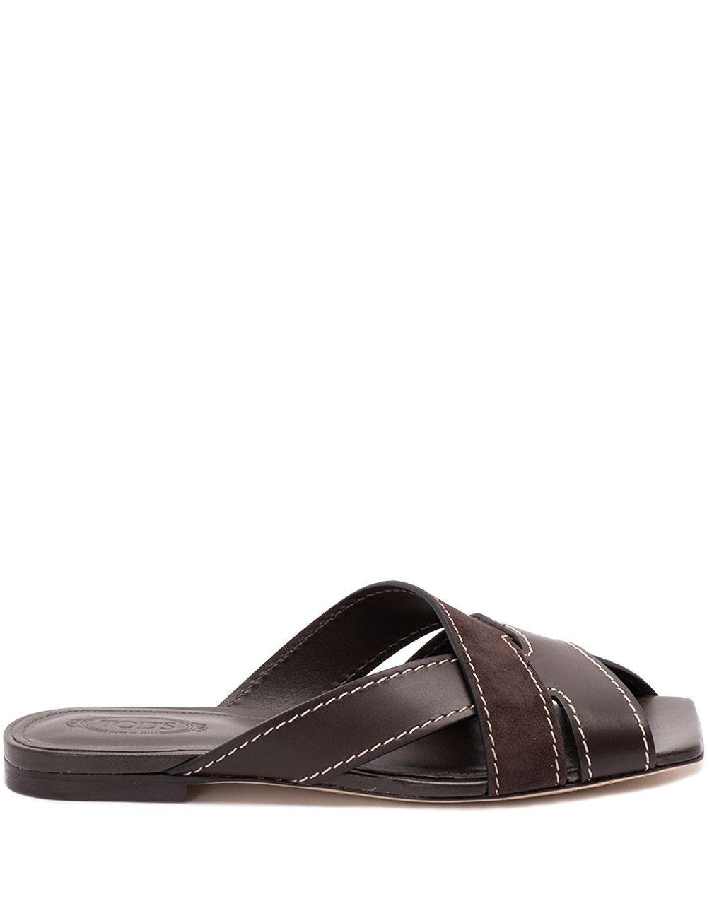 Ciabatte con fasce incrociate in marrone Tod's - donna 