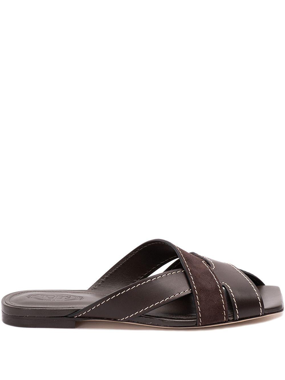 Ciabatte con fasce incrociate in marrone Tod's - donna 