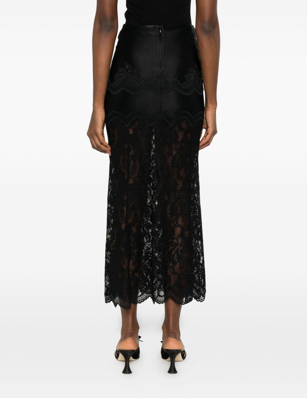 Gonna lunga dettaglio in pizzo nero Rabanne - donna 
