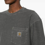 T-shirt con logo in grigio carhartt wip - uomo 