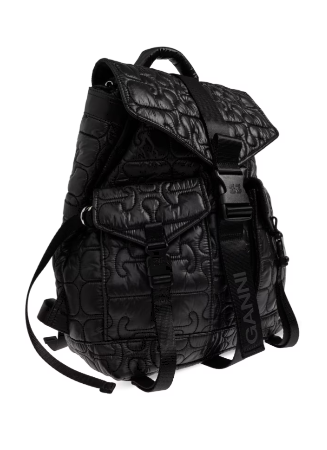 Zaino Trapuntato re-tech in nero Ganni - donna 