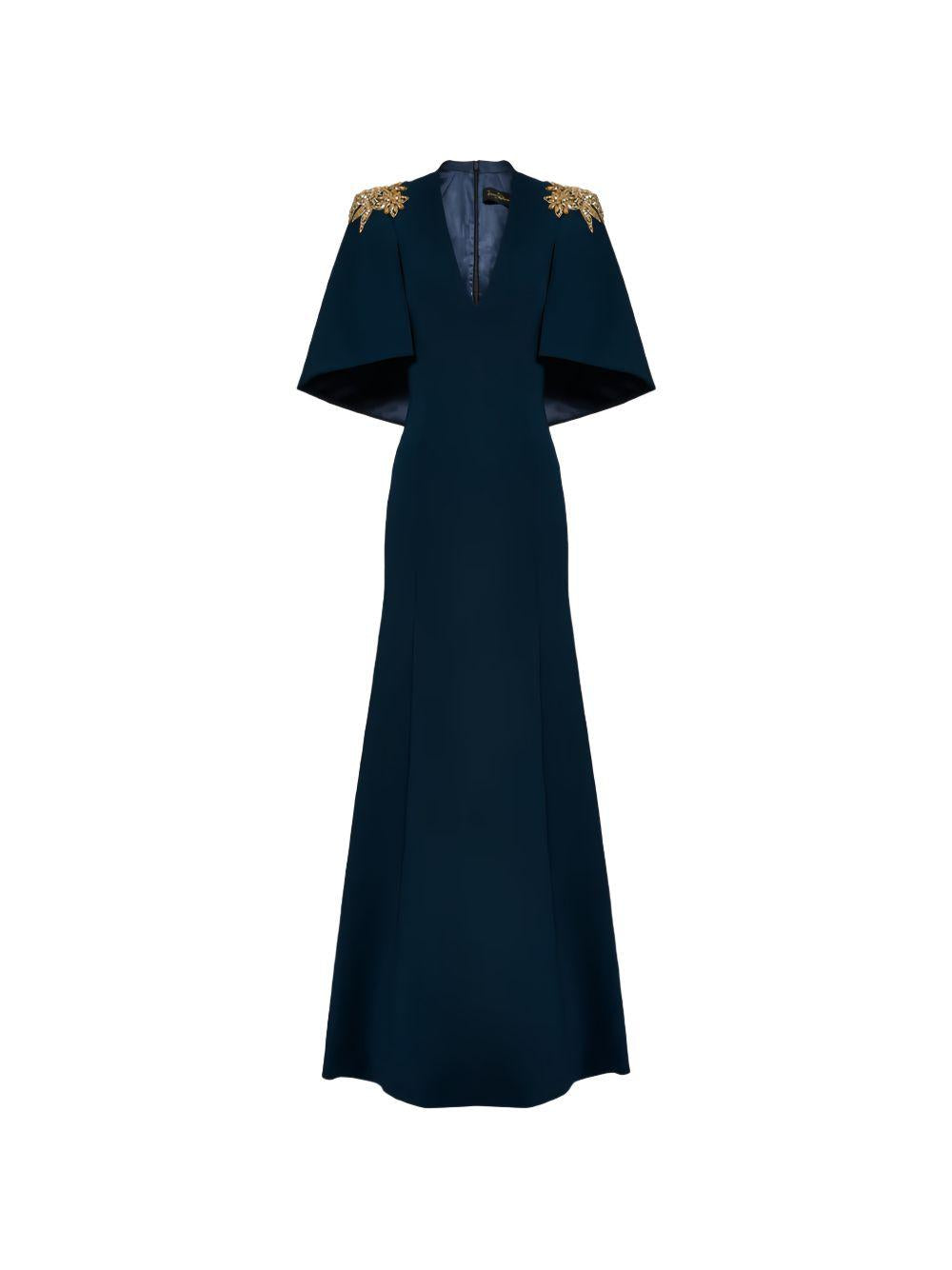 Abito lungo star shower con cristalli in blu Jenny packham - donna 
