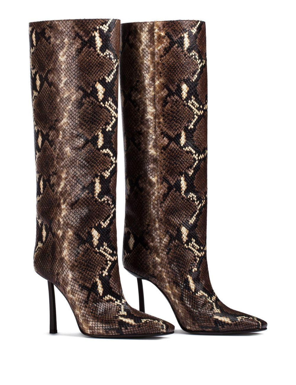 Stivali Vittoria in pelle stampata effetto serpente in marrone Le silla - donna 