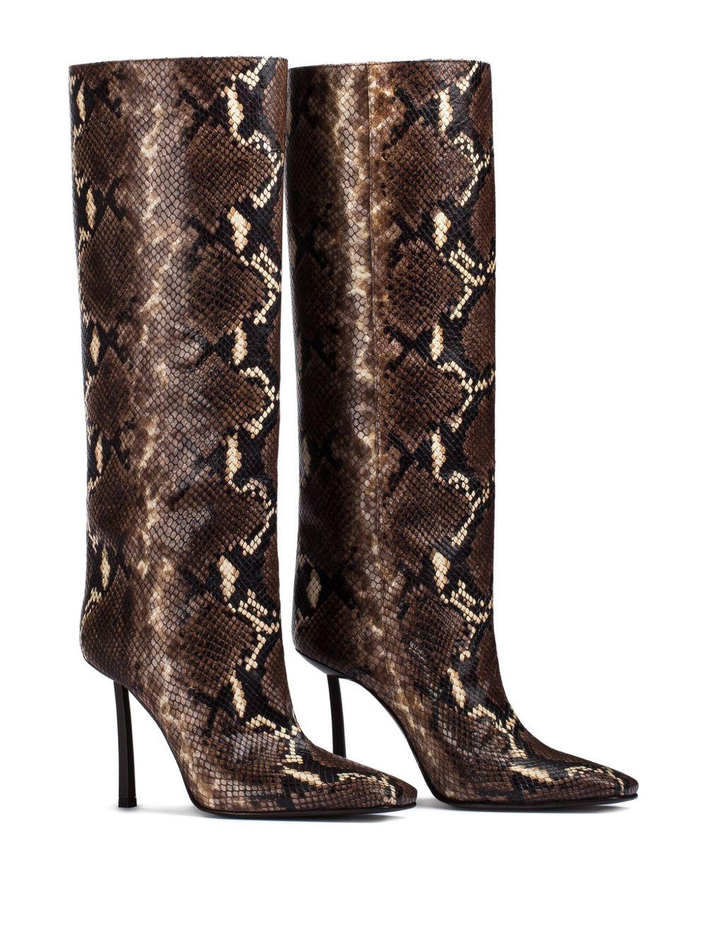 Stivali Vittoria in pelle stampata effetto serpente in marrone Le silla - donna 