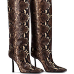 Stivali Vittoria in pelle stampata effetto serpente in marrone Le silla - donna 