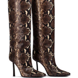 Stivali Vittoria in pelle stampata effetto serpente in marrone Le silla - donna 