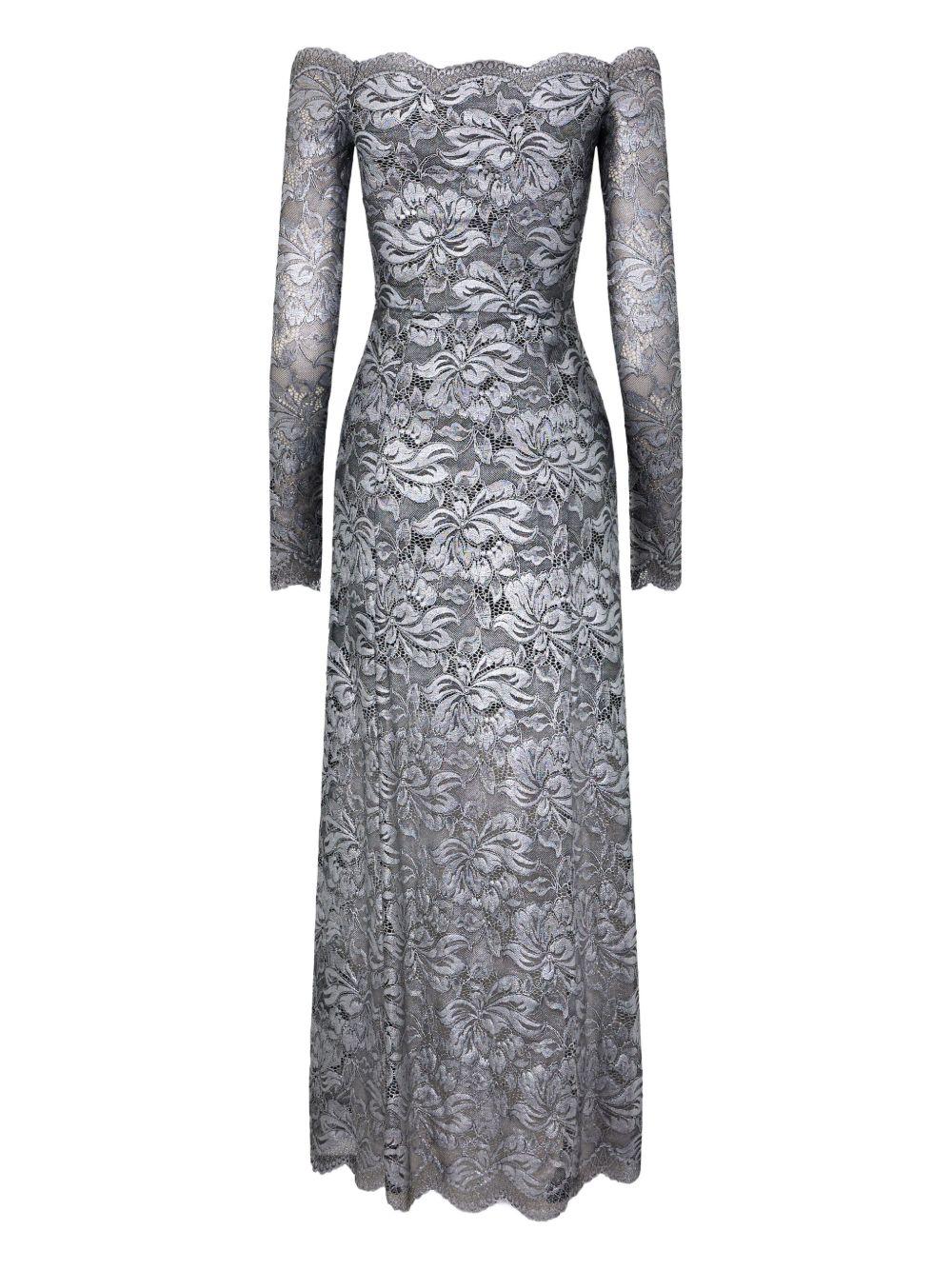 Abito in pizzo con spalle scoperte in grigio e argento  Rabanne - donna 