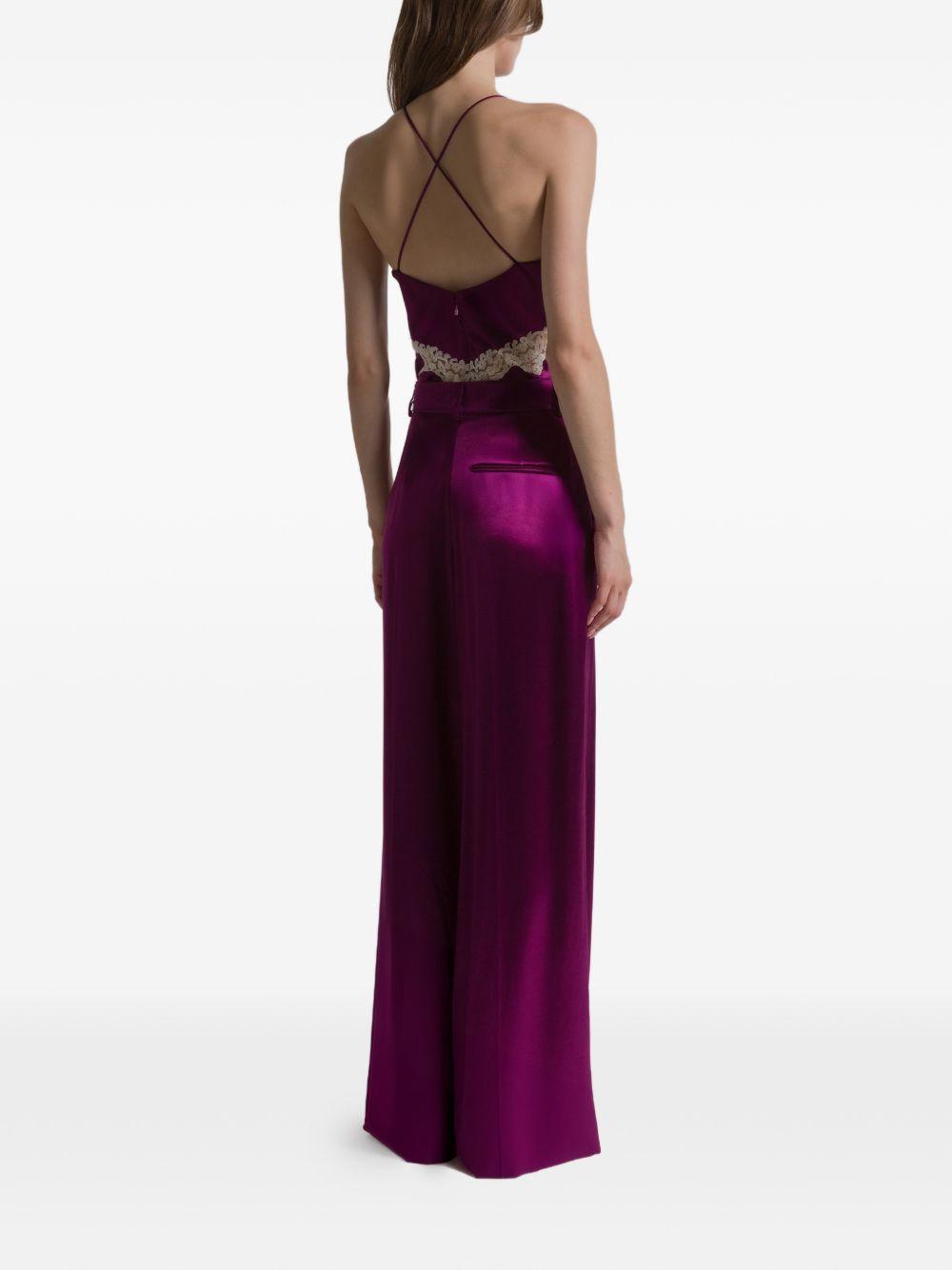 Pantaloni a gamba larga satinati in viola Alberta ferretti - donna 