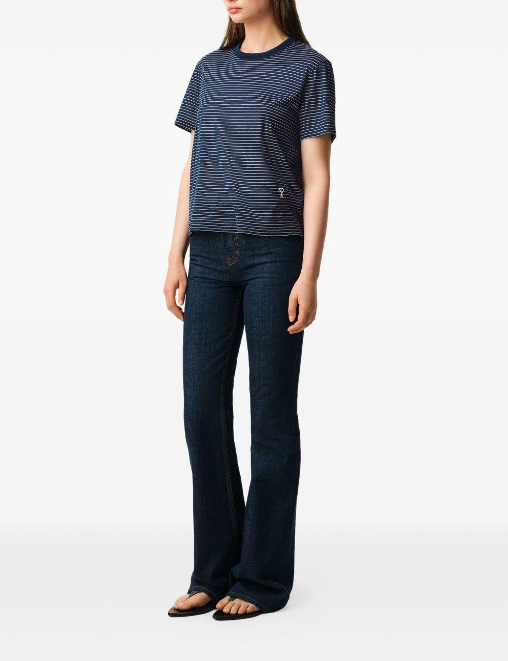T-shirt Ami de Coeur a righe in blu Ami paris - donna 