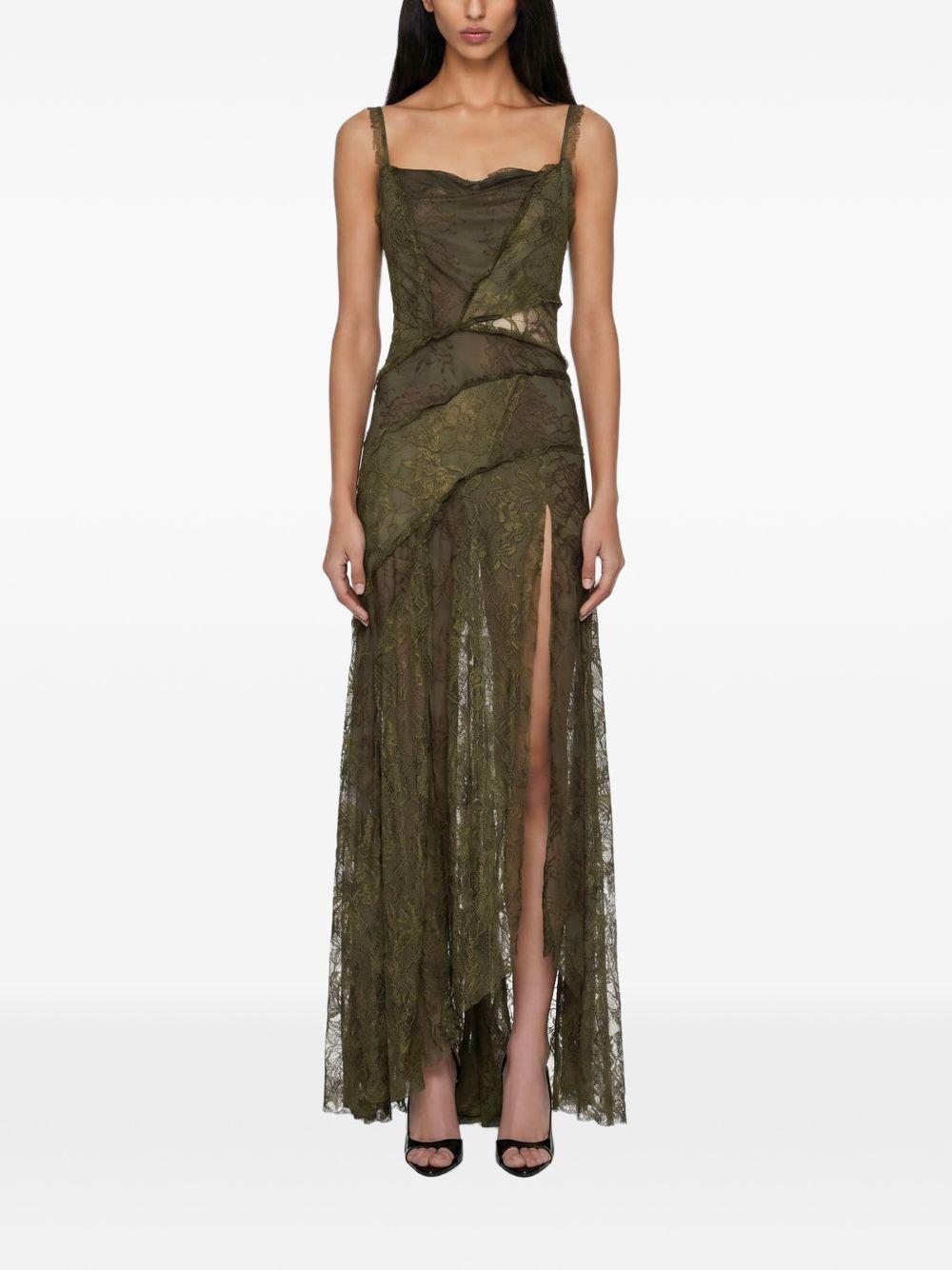 Abito con iserti in pizzo in verde kaki Blumarine - donna 
