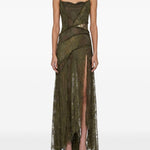 Abito con iserti in pizzo in verde kaki Blumarine - donna 