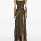Abito con iserti in pizzo in verde kaki Blumarine - donna 