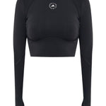 Top a maniche lunghe con dettaglio del logo in nero Adidas by stella mc cartney - donna 