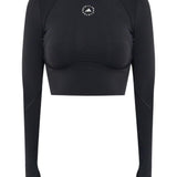 Top a maniche lunghe con dettaglio del logo in nero Adidas by stella mc cartney - donna 