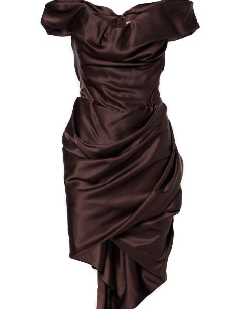 Abito mini asimmetrico Nova Cora in raso in marrone Vivienne Westwood - donna 